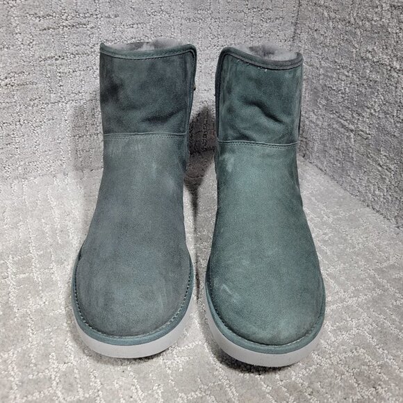 UGG Abree Women's Size 12 US Green Suede Leather Side Zip Mini Boots 1016548 - Picture 2 of 11